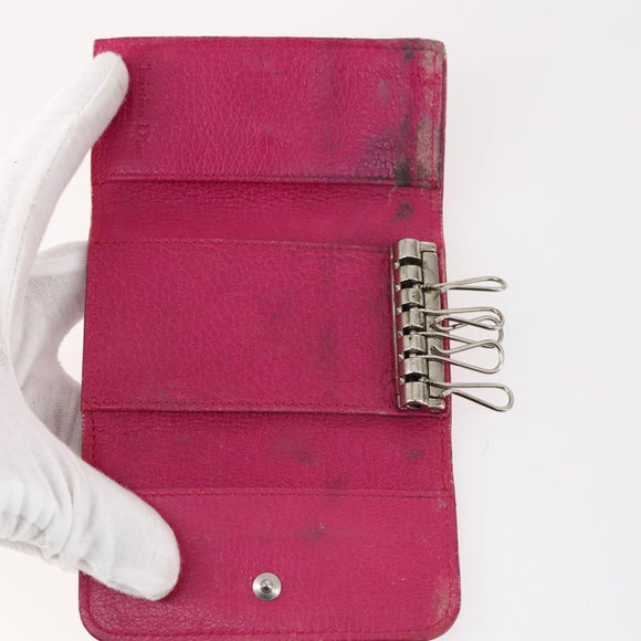 Christian Dior Trotter Canvas Key Case Leather Canvas PVC 10set Beige Auth CB116