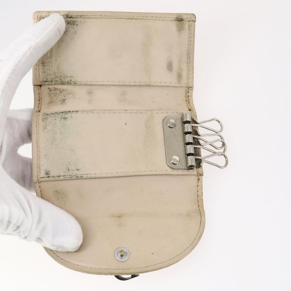 Christian Dior Trotter Canvas Key Case Leather Canvas PVC 10set Beige Auth CB116