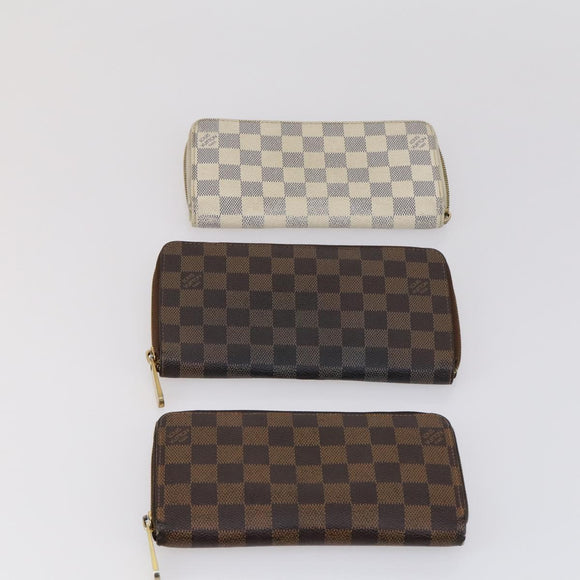 LOUIS VUITTON Damier Ebene Azur Graphite Wallet 10 Set LV Auth CB128