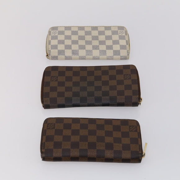 LOUIS VUITTON Damier Ebene Azur Graphite Wallet 10 Set LV Auth CB128