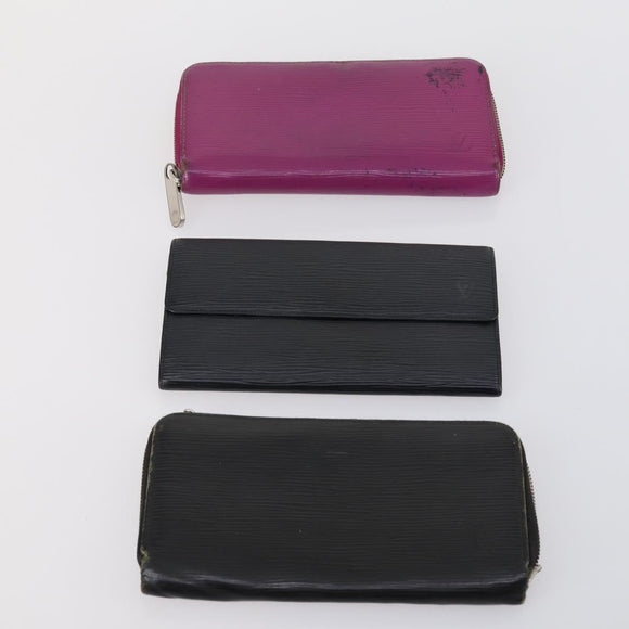 LOUIS VUITTON Monogram Epi Wallet 10 Set Black Red blue LV Auth CB130