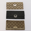 GUCCI GG Canvas Guccissima Wallet Leather 10 Set Beige Black Auth CB131-2