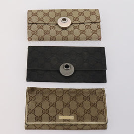 GUCCI GG Canvas Guccissima Wallet Leather 10 Set Beige Black Auth CB131 - 0
