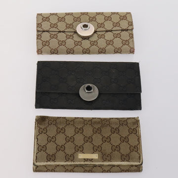 GUCCI GG Canvas Guccissima Wallet Leather 10 Set Beige Black Auth CB131 - 0