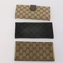 GUCCI GG Canvas Guccissima Wallet Leather 10 Set Beige Black Auth CB131-3