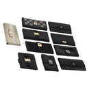 Salvatore Ferragamo Gancini Wallet Leather Canvas 10 Set Black Silver Auth CB133-1