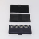 Salvatore Ferragamo Gancini Wallet Leather Canvas 10 Set Black Silver Auth CB133-11