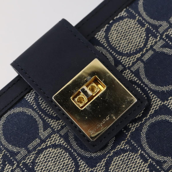 Salvatore Ferragamo Gancini Wallet Leather Canvas 10 Set Black Silver Auth CB133