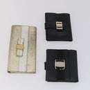 Salvatore Ferragamo Gancini Wallet Leather Canvas 10 Set Black Silver Auth CB133-17