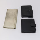Salvatore Ferragamo Gancini Wallet Leather Canvas 10 Set Black Silver Auth CB133-18