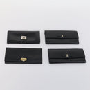 Salvatore Ferragamo Gancini Wallet Leather Canvas 10 Set Black Silver Auth CB133-2