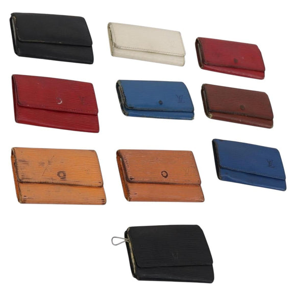 LOUIS VUITTON Monogram epi Key Case 10 Set Red Black LV Auth CB137