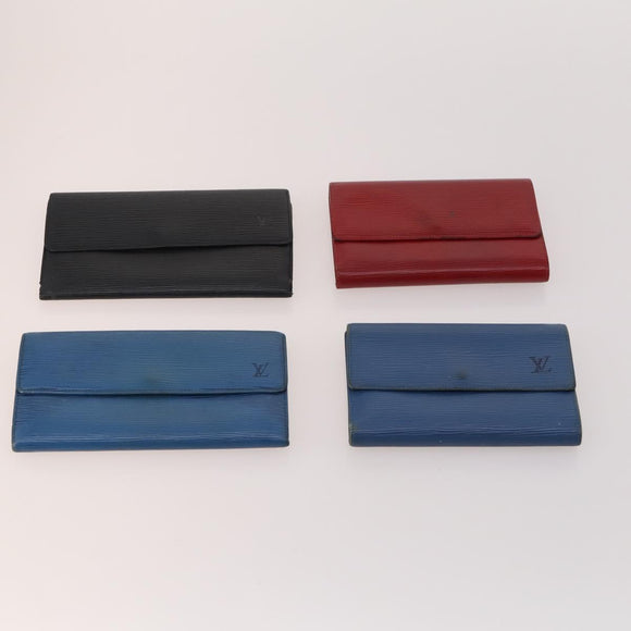 LOUIS VUITTON Epi Wallet 10 Set Black Red blue LV Auth CB154