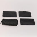 CHANEL Wallet Caviar Skin 10 Set Black Beige purple CC Auth CB156-14