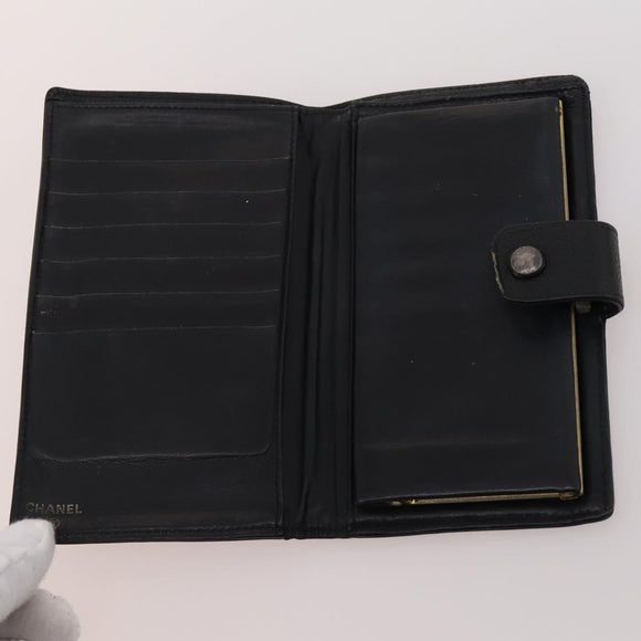 CHANEL Wallet Caviar Skin 10 Set Black Beige purple CC Auth CB156