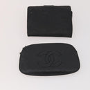 CHANEL Wallet Caviar Skin 10 Set Black Beige purple CC Auth CB156-23
