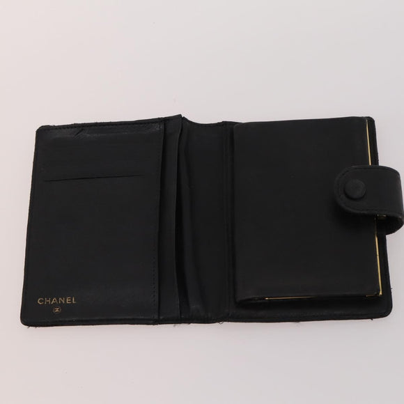 CHANEL Wallet Caviar Skin 10 Set Black Beige purple CC Auth CB156
