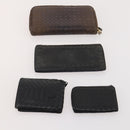 BOTTEGA VENETA INTRECCIATO Wallet Leather 10 Set Black Brown yellow Auth CB158-21
