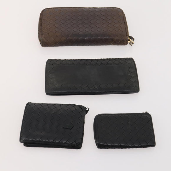 BOTTEGA VENETA INTRECCIATO Wallet Leather 10 Set Black Brown yellow Auth CB158