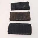 BOTTEGA VENETA INTRECCIATO Wallet Leather 10 Set Black Brown yellow Auth CB158-3