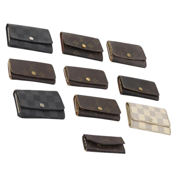 LOUIS VUITTON Monogram Damier Azur Graphite Key Case 10 Set LV Auth CB164