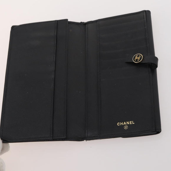 CHANEL Wallet Caviar Skin 10 Set Black White pink CC Auth CB170