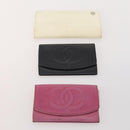 CHANEL Wallet Caviar Skin 10 Set Black White pink CC Auth CB170-13