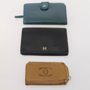 CHANEL Wallet Caviar Skin 10 Set Black White pink CC Auth CB170-19