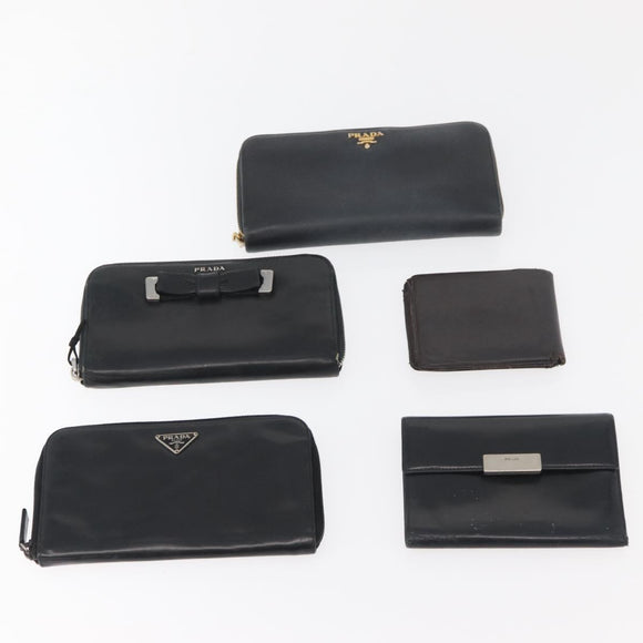 PRADA Wallet Leather 10 Set Black Red Navy Auth CB171
