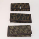 FENDI Zucca Canvas Geldbörse 10er Set Schwarz Braun Auth CB172-2