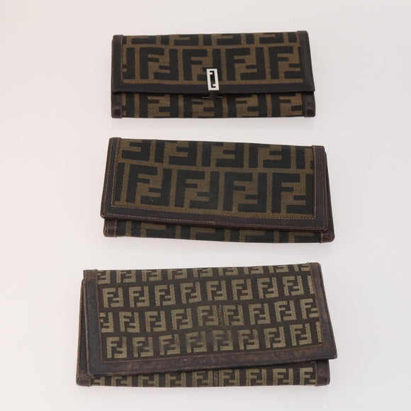 FENDI Zucca Canvas Geldbörse 10er Set Schwarz Braun Auth CB172