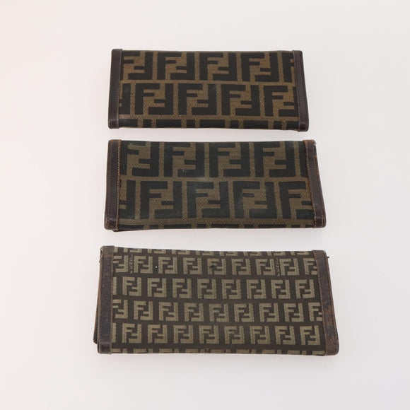FENDI Zucca Canvas Geldbörse 10er Set Schwarz Braun Auth CB172