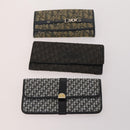 Christian Dior Trotter Canvas Wallet Leather 10 Set Beige Black pink Auth CB175-2