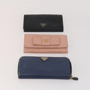PRADA Wallet Safiano leather 10 Set Black Blue pink Auth CB177-12