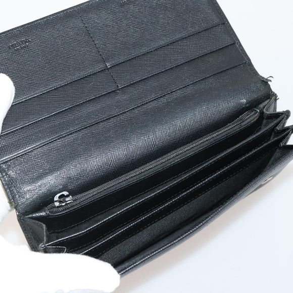 PRADA Wallet Safiano leather 10 Set Black Blue pink Auth CB177