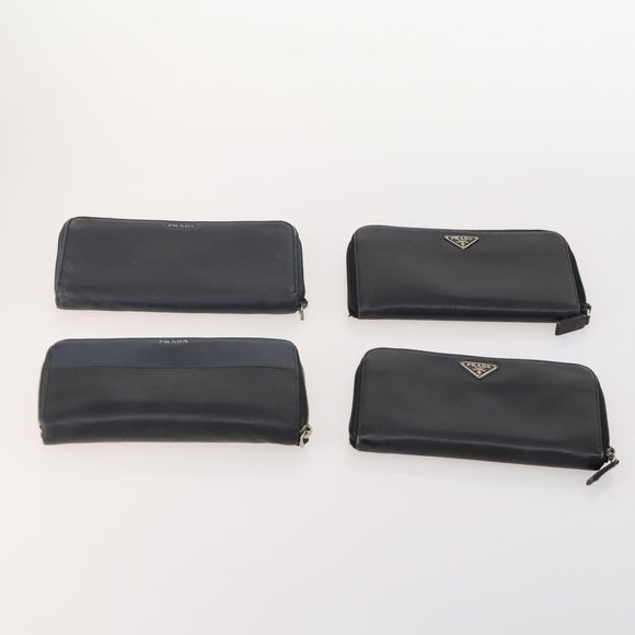 PRADA Wallet Safiano leather 10 Set Black Blue pink Auth CB177