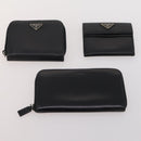 PRADA Wallet Safiano leather 10 Set Black Blue pink Auth CB177-21
