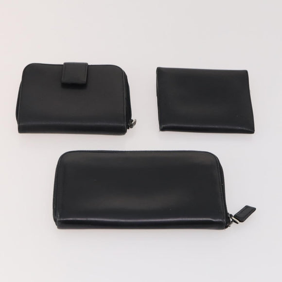 PRADA Wallet Safiano leather 10 Set Black Blue pink Auth CB177