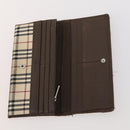 BURBERRY Nova Check Wallet Canvas Leather 10 Set Black Beige Auth CB179-14