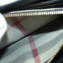 BURBERRY Nova Check Wallet Canvas Leather 10 Set Black Beige Auth CB179-5