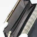 BURBERRY Nova Check Wallet Canvas Leather 10 Set Black Beige Auth CB179-6