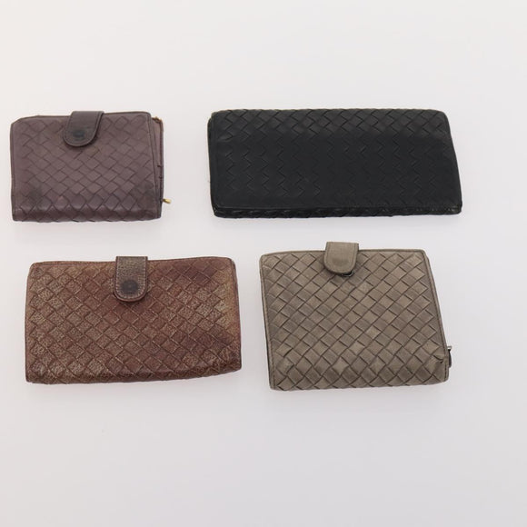 BOTTEGA VENETA INTRECCIATO Wallet Leather 10 Set Black Beige pink Auth CB180