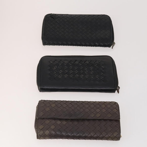 BOTTEGA VENETA INTRECCIATO Wallet Leather 10 Set Black Beige pink Auth CB180