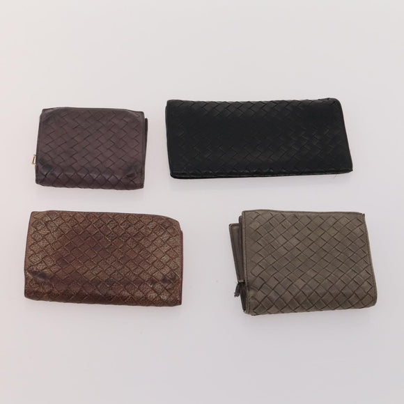 BOTTEGA VENETA INTRECCIATO Wallet Leather 10 Set Black Beige pink Auth CB180