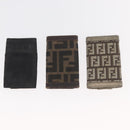 FENDI Zucca Canvas Key Case 10 Set Black Brown Auth CB182-14