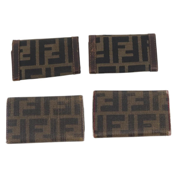 FENDI Zucca Canvas Key Case 10 Set Black Brown Auth CB182