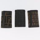 FENDI Zucca Canvas Key Case 10 Set Black Brown Auth CB182-8