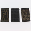 FENDI Zucca Canvas Key Case 10 Set Black Brown Auth CB182-9