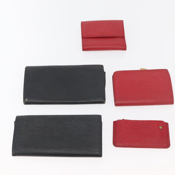 LOUIS VUITTON Epi Wallet 10 Set Black Red Green LV Auth CB187
