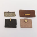GUCCI GG Canvas Micro GG Guccissima Wallet Leather 10 Set Beige Black Auth CB188-18